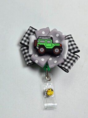 OOAK Handmade Green Jeep Girl Wrangler Badge Reel Ducked Name Tag Holder Nurse